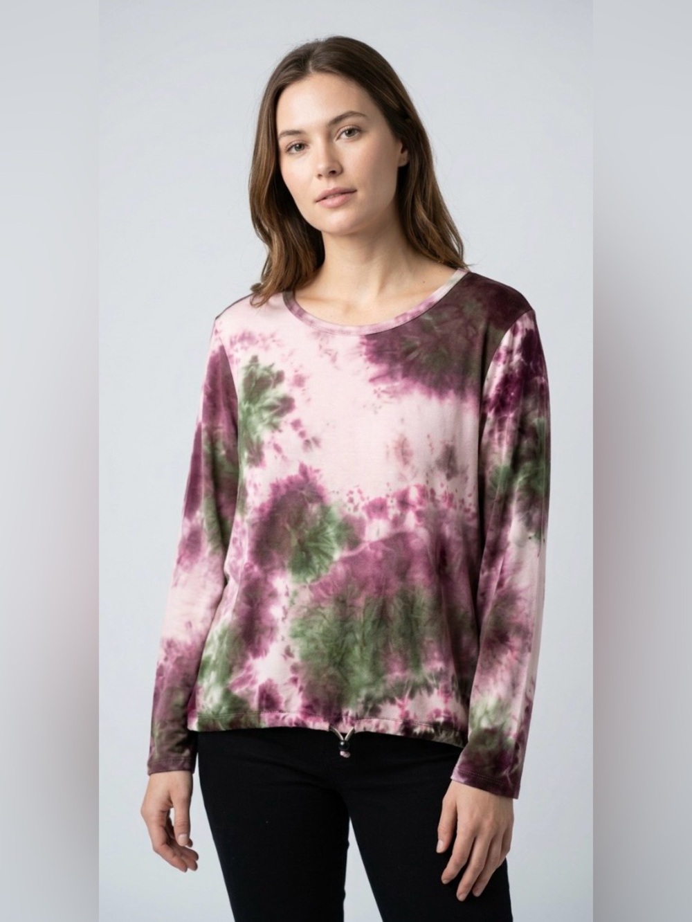 NWT Full Circle Trends purple tie dye long sleeve soft casual plus top 2X